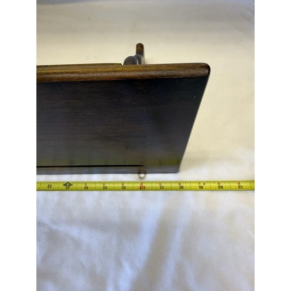 Vintage Rustic Brown Wood Shelf With Drawer And Plate Groove 18